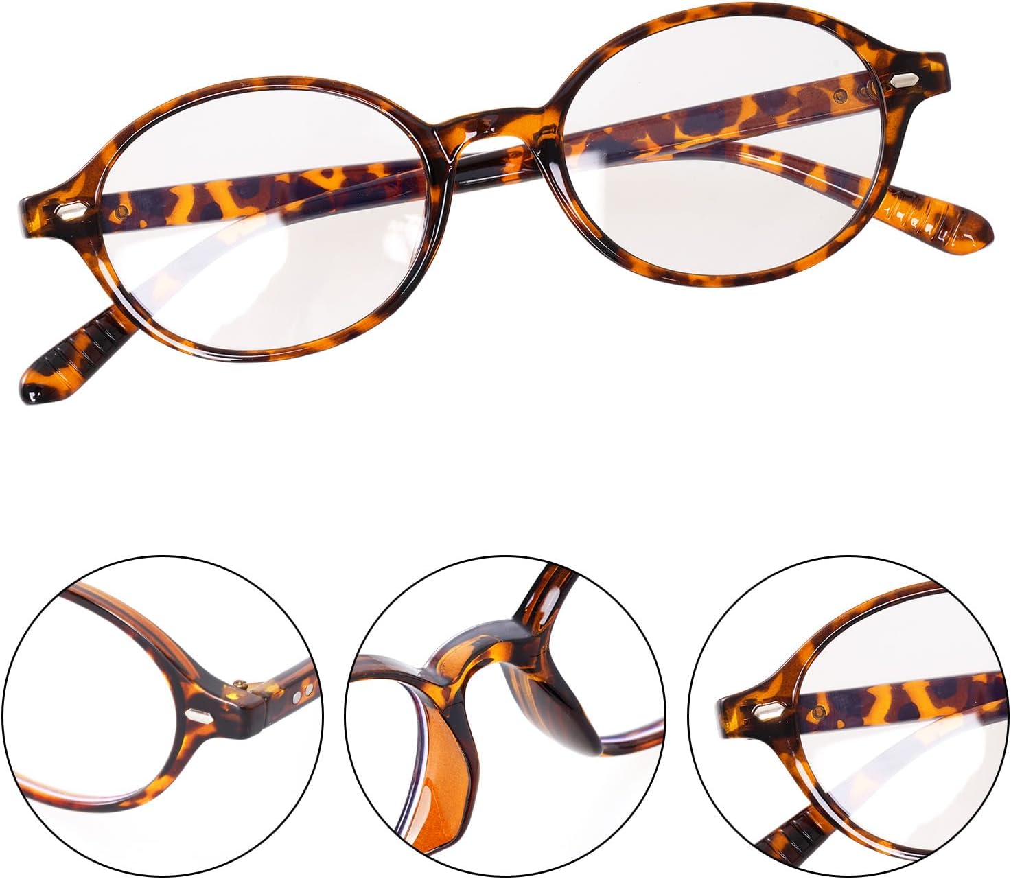 hoyuwak Retro Oval Frame Glasses for Women Fashion Y2K Fake Glasses Cute Oval Blue Light Eyeglasses