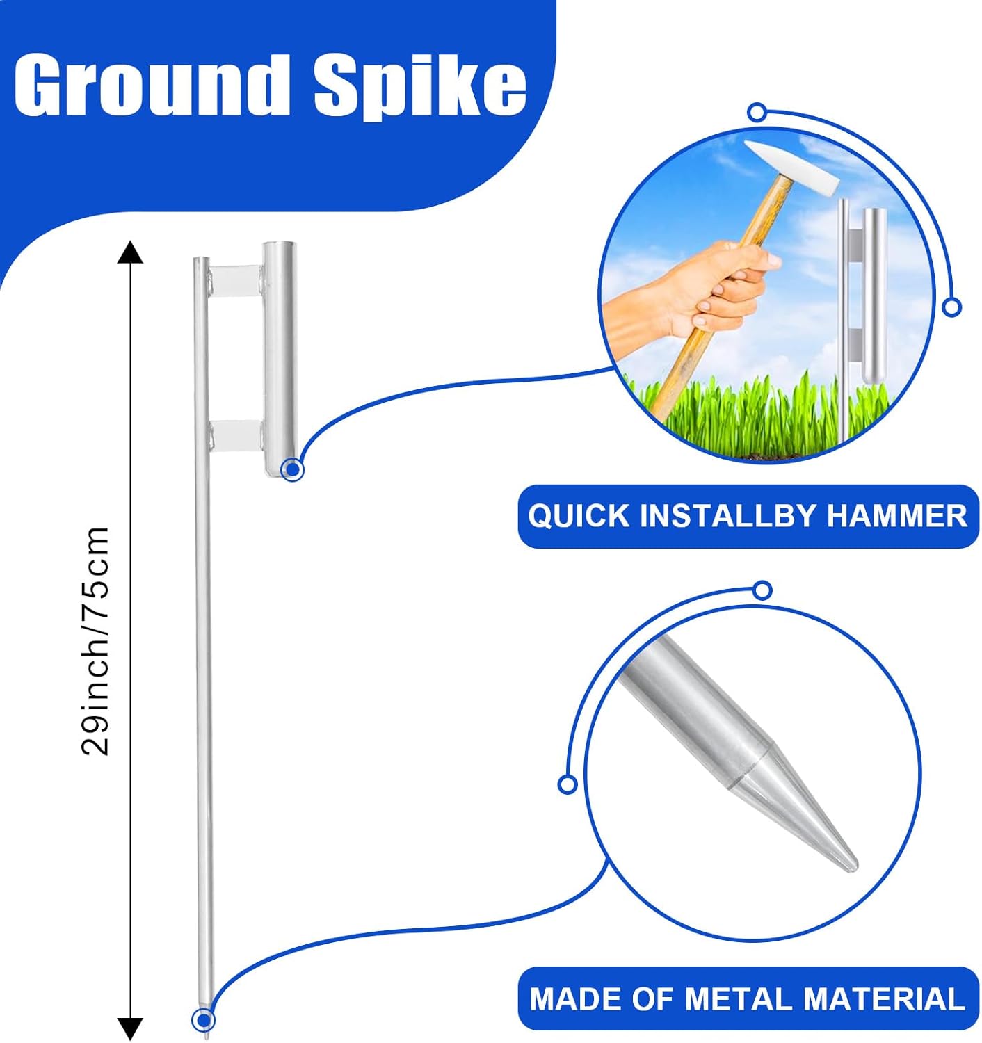 JRED Swooper Flag Pole Kit 3 Pack, Feather Flagpole Set and Ground Spike, 15 FT Swooper Flags Hardware for 12 FT Business Advertising Advertising Feather Banner