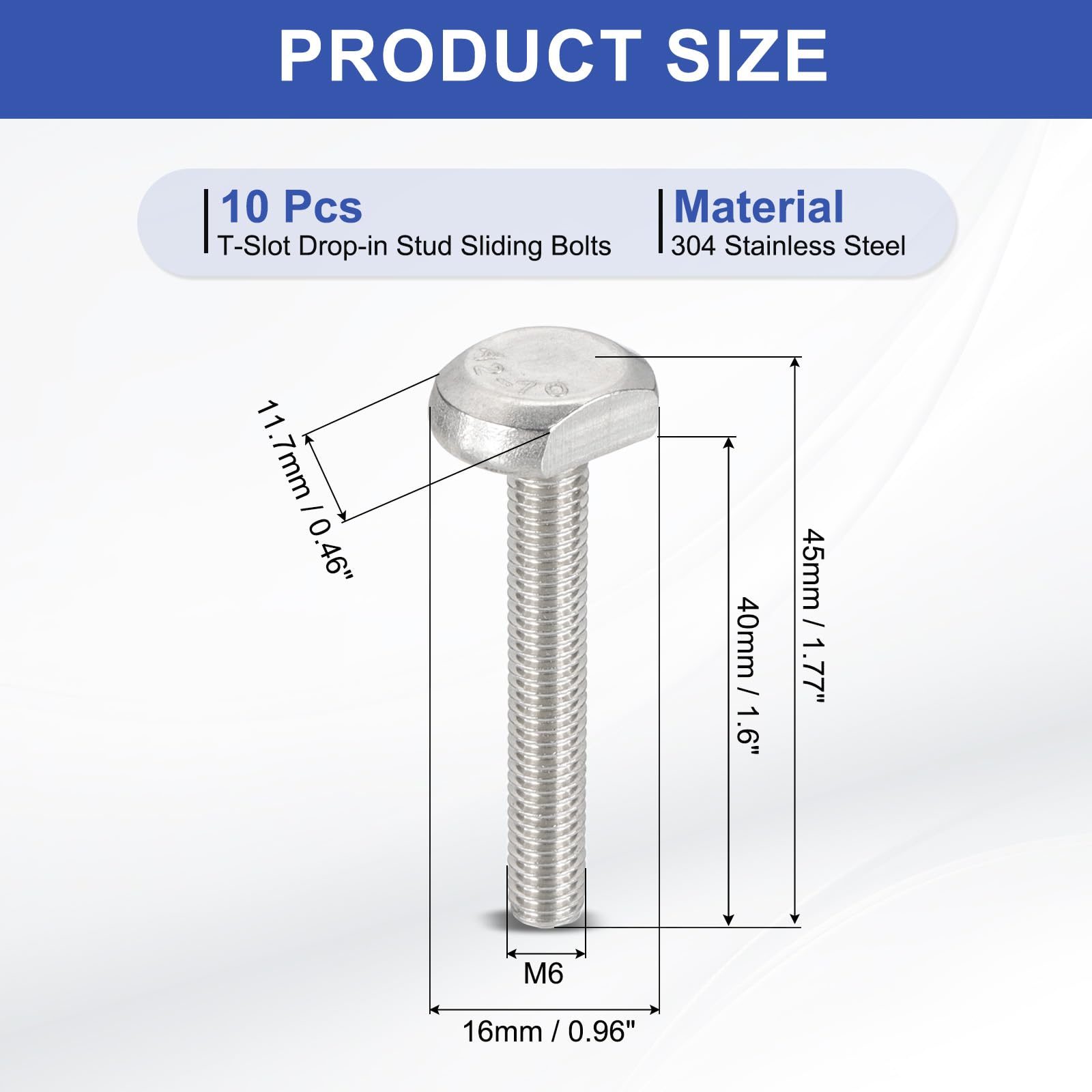 PATIKIL M6 x 40 mm T Slot Bolts - Image 2