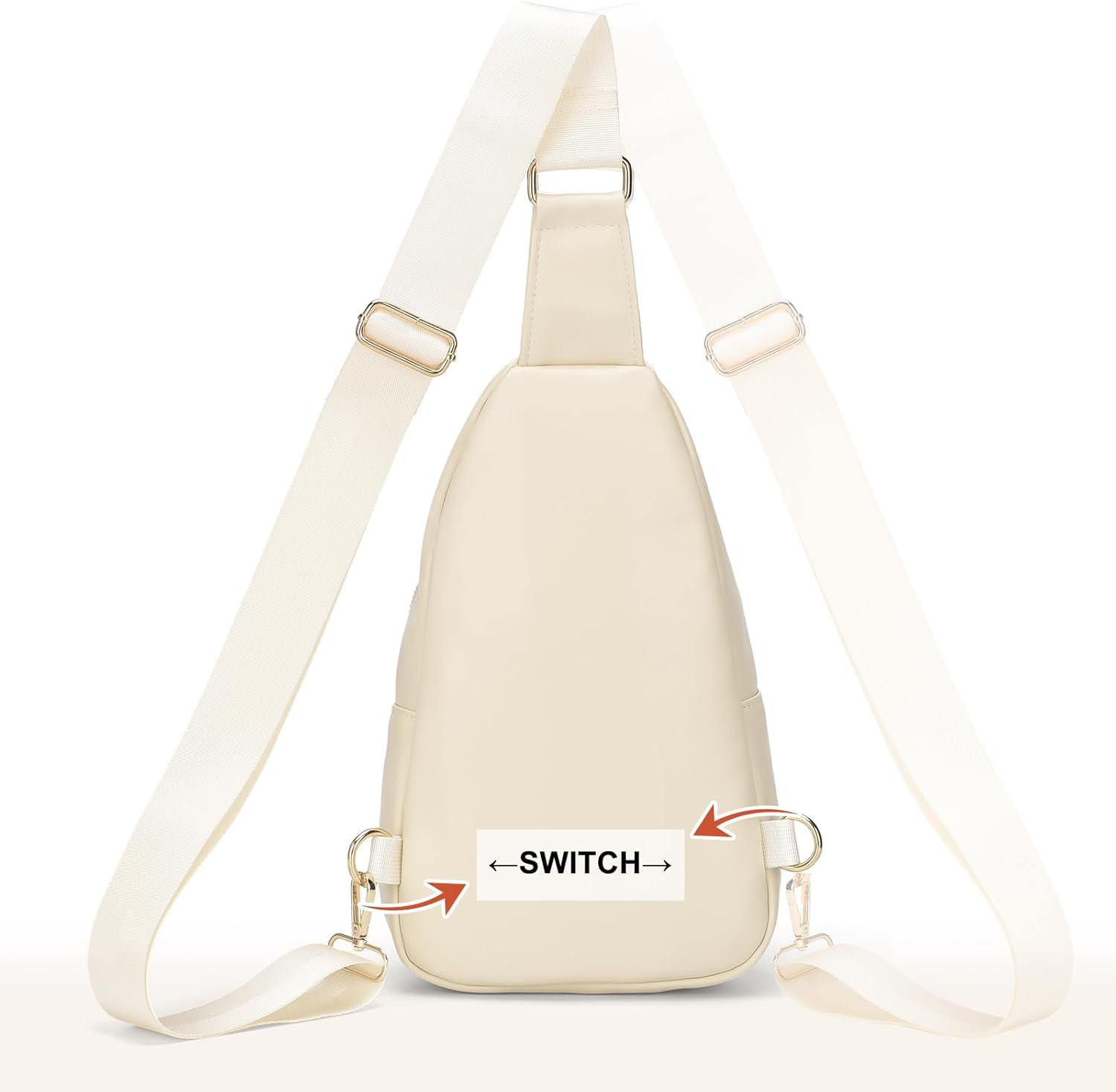 Mini Sling Bag, PU Leather Convertible Cross Body Bags, Lightweight One Strap Casual Pack for Women Men Hiking Cycling Sports(White) - Image 7