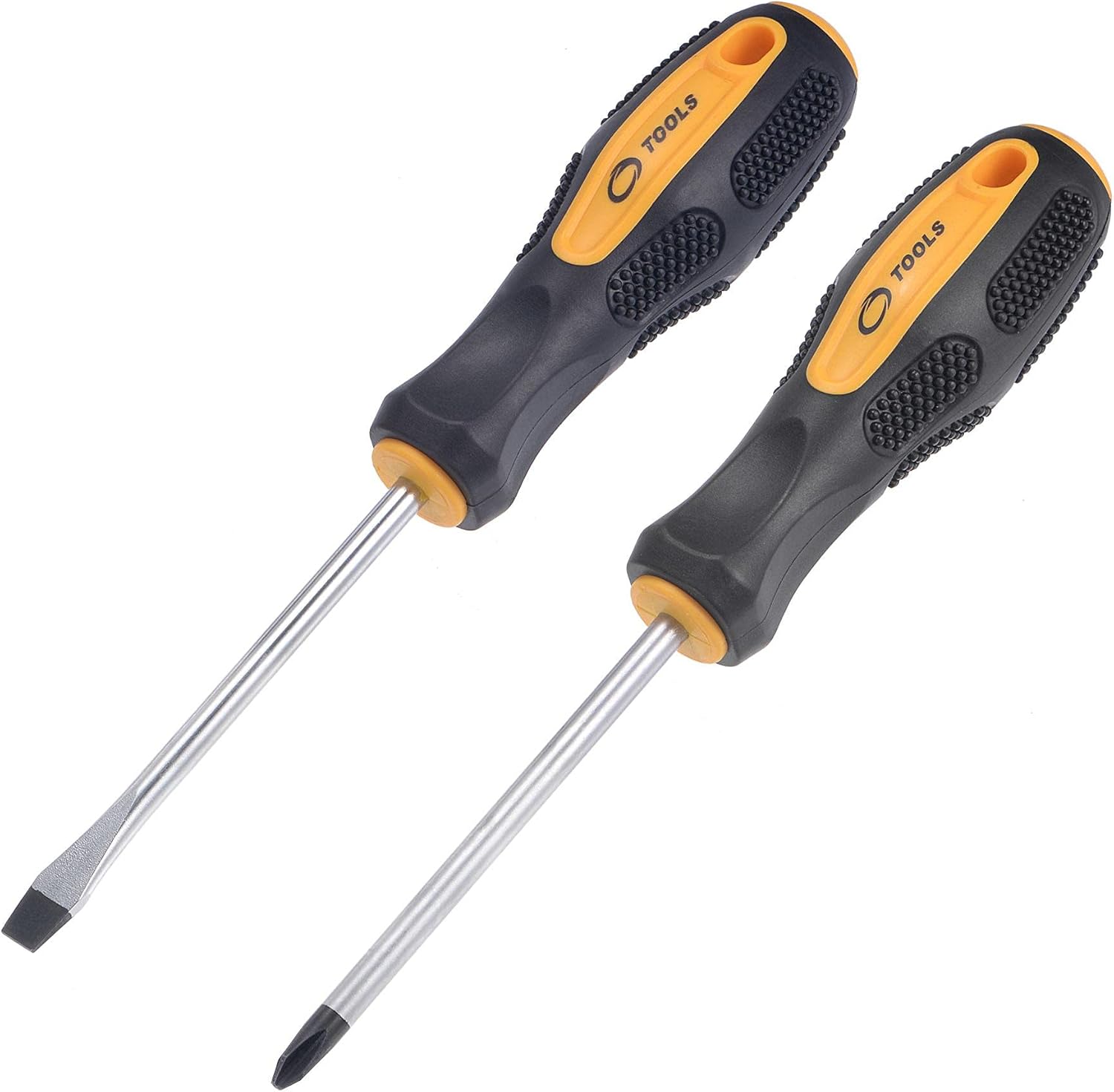uxcell #2 Phillips / 7mm Slotted Magnetic Screwdriver Set, 12" S2 Steel Round Shaft Non-Slip Black+Yellow Handle