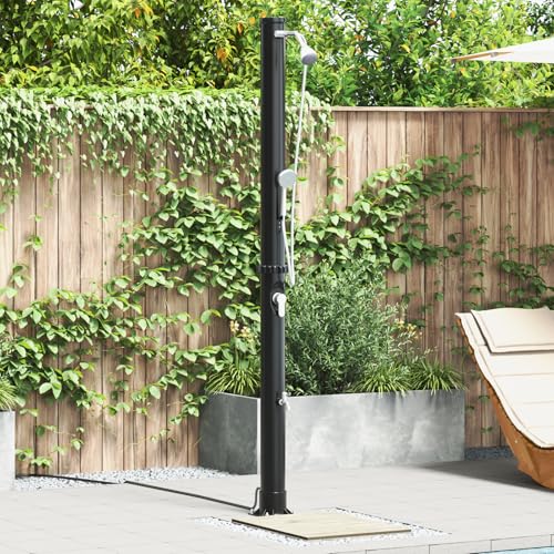 Gecheer Außendusche, solarbetrieben mit höhenverstellbaren Armlehnen 217 cm PVC und Aluminium, zylindrisches Design für Garten und Terrasse42003410