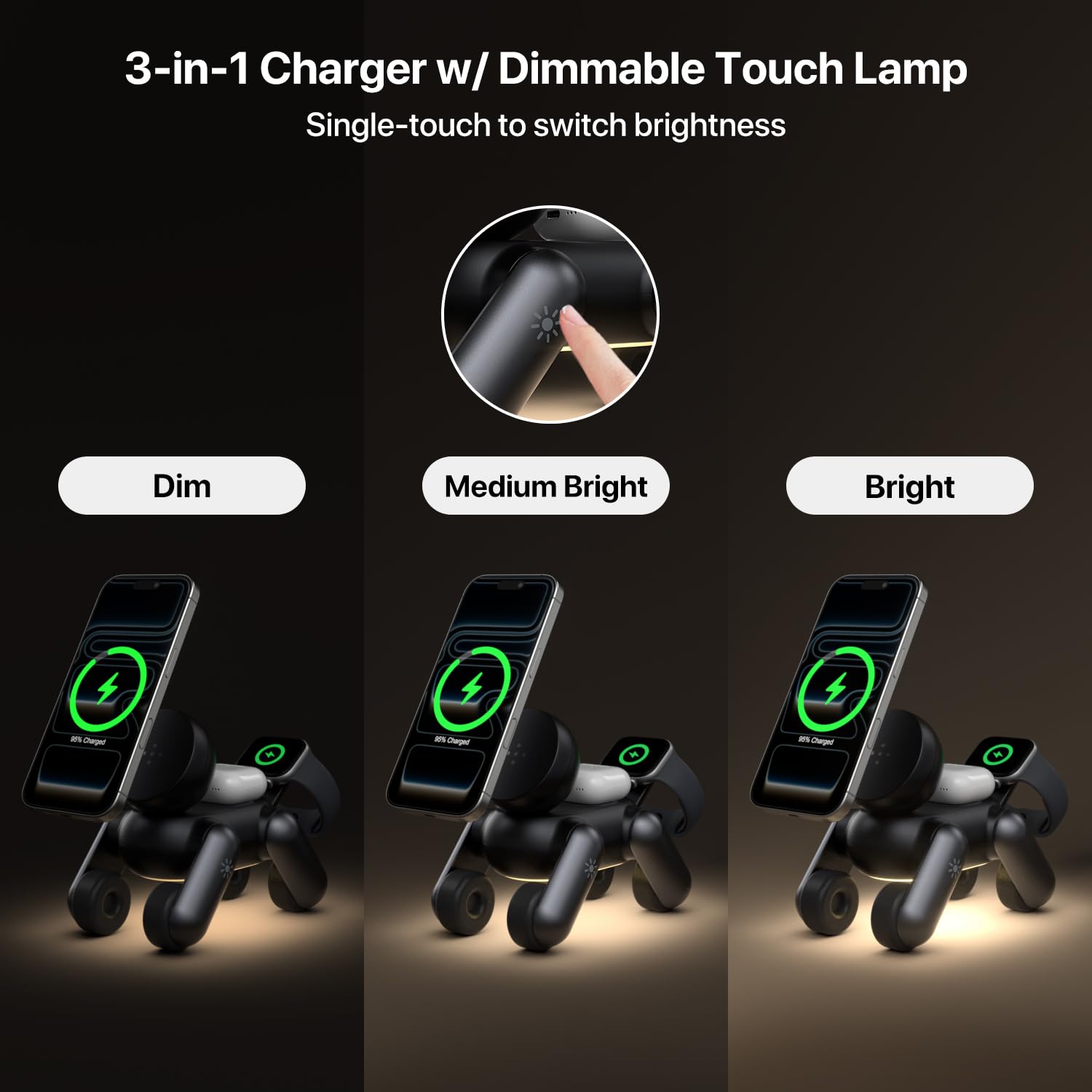 Waloo Support 3 en 1 sans fil pour iPhone, montre et Airpods