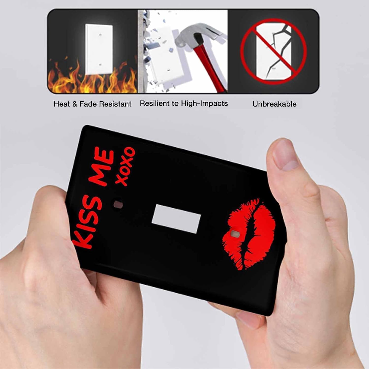 Moslion Red Lips Single Toggle Covers Kiss Sexy Women Lip Mouth Lipstick1 Gang Light Switch Covers Wall Plate Decor Bedroom Home Office image 3