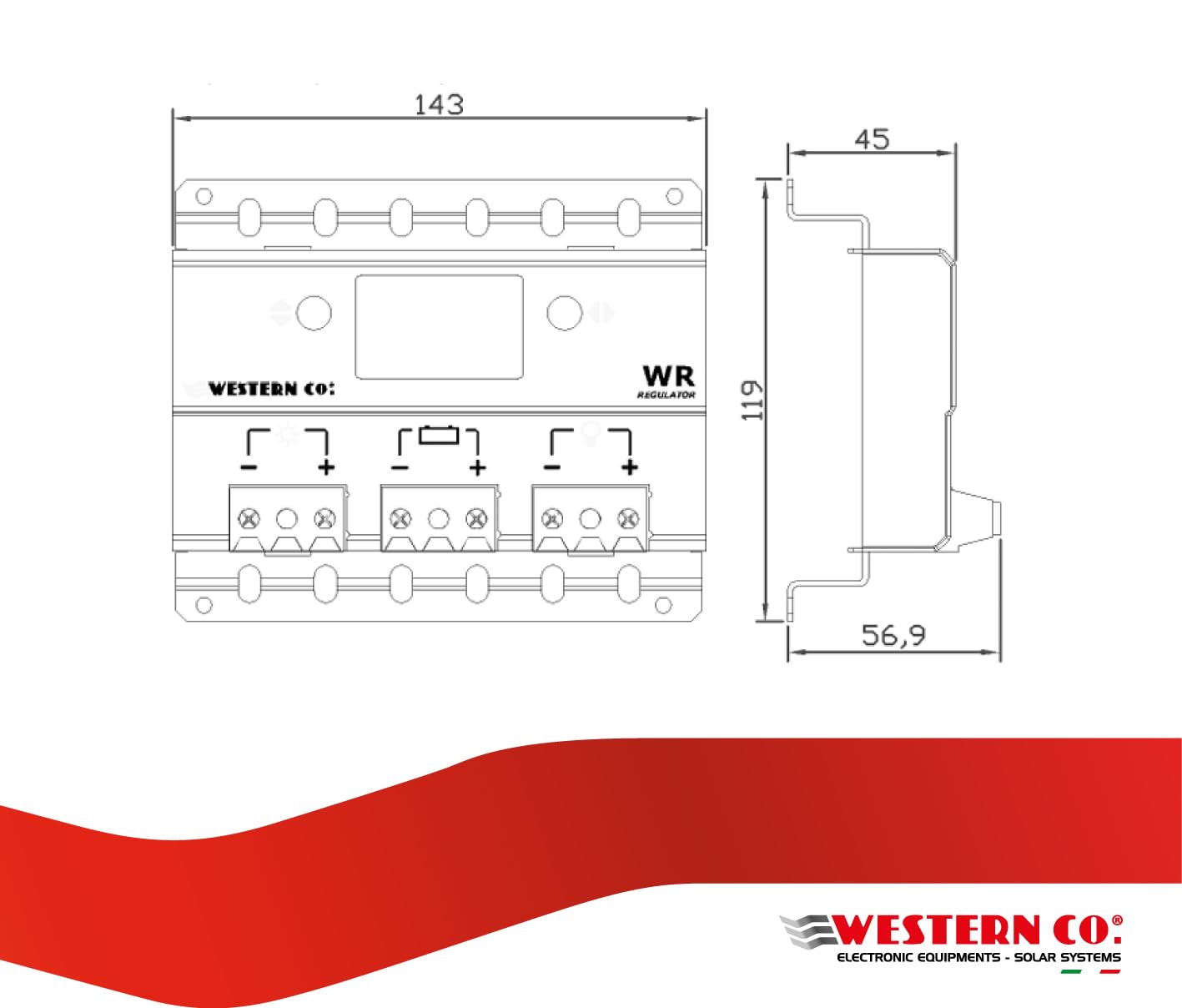 WR 30 | Regolatore di Carica Pannello Solare con Tecnologia PWM per Impianto Fotovoltaico Piccolo o Grande con Display Grafico e Funzione Crepuscolare, 30A (WR30)