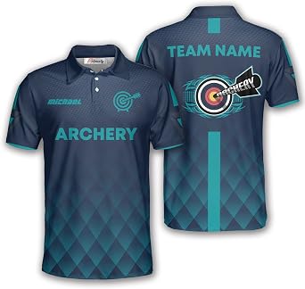 PRIMESTY American Flag Archery Shirts Men, Custom Name Camo Archery Team Jersey, Personalized Patriotic Archery Polo S-5XL