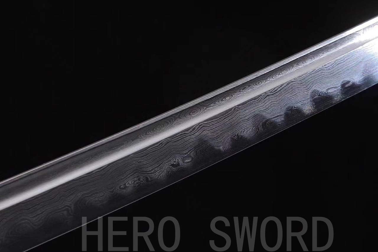 HERO SWORD 1095,T10,Manganese Steel,9260 Spring Steel,Damascus Steel,Clay Tempered Katana Handmade Real Combat Sharp Samurai Sword Full Tang Japanese Knives Cool Weapons Battle Ready