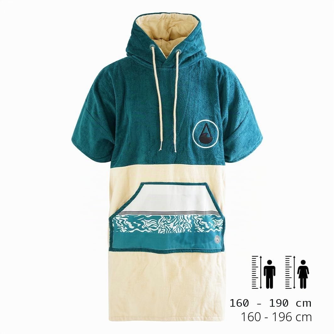 WAVE HAWAII Surf-Poncho de bain donna & uomo, Taille M, 161-183cm | 95-100% cotone, poncho da mare assorbente per cambiarsi, spiaggia, surf, sauna & sport acquatici