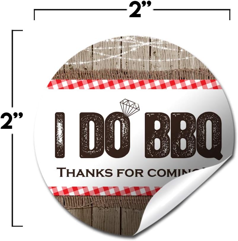 I Do BBQ Engagement Party Thank You Sticker Labels, 40 2" Party Circle Stickers by AmandaCreation, Great for Party Favors, Envelope Seals & Goodie Bags (Pack of 2)