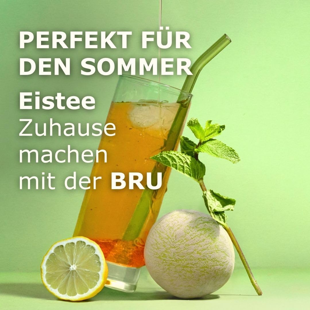 BRU Tee Automat für losen Tee & Kräuter & Teebeutel, OHNE Kapseln, Heißwasserspender & Teemaschine in einem, Tee & filtriertes Wasser auf Knopfdruck, automatisches Reinigungssystem (Schwarz/Chrome)
