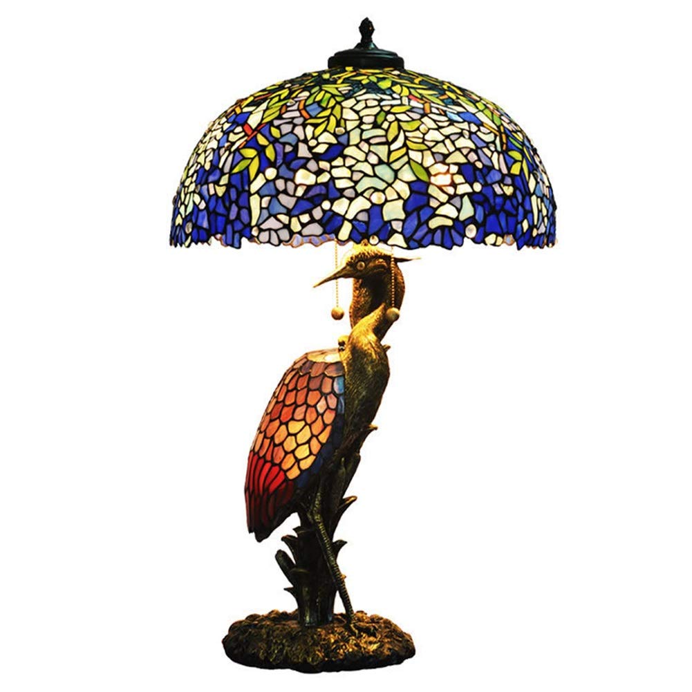 Lampe de Table décorative de Style rétro 20" Lampe de Salon de Style européen Ambiance Classique Abat-Jour en Verre Couleur glycine Lampe de Table,