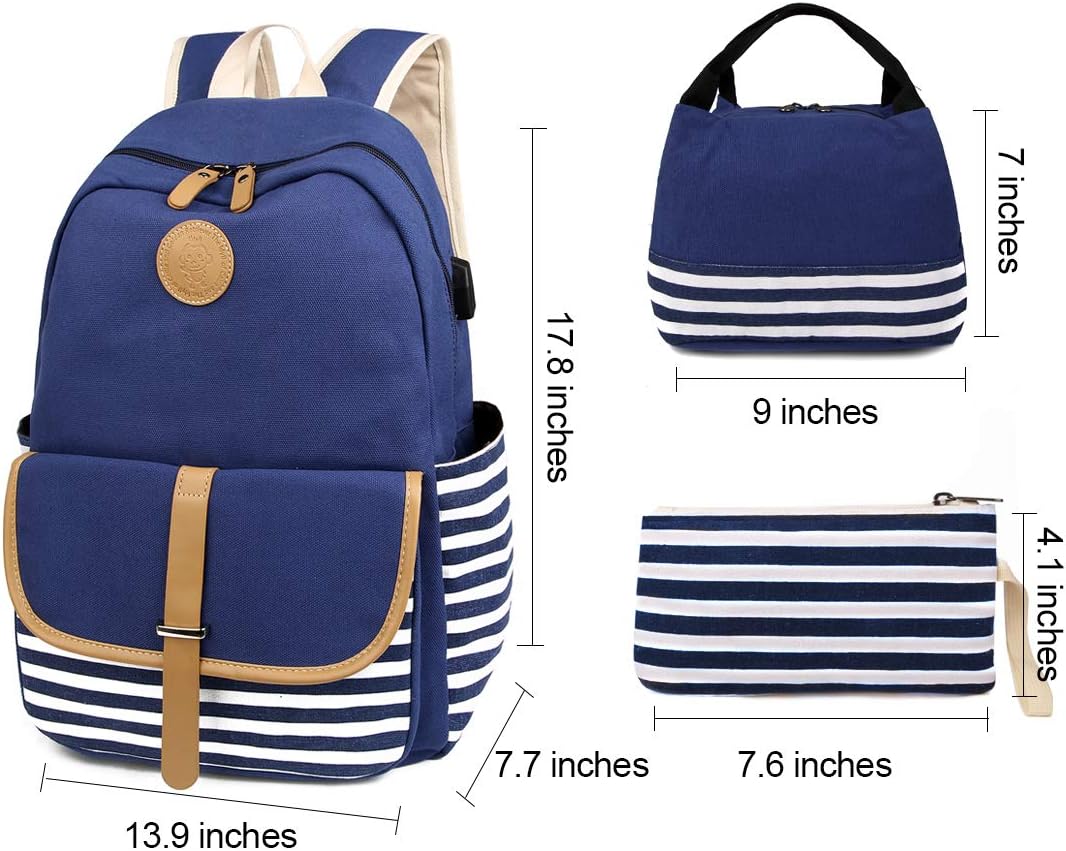 SCIONE Backpacks for Women Teen Girls,Large Capacity BookBag with USB Charger Port,Canvas Backpack-Back School Gift for Girls - Image 4