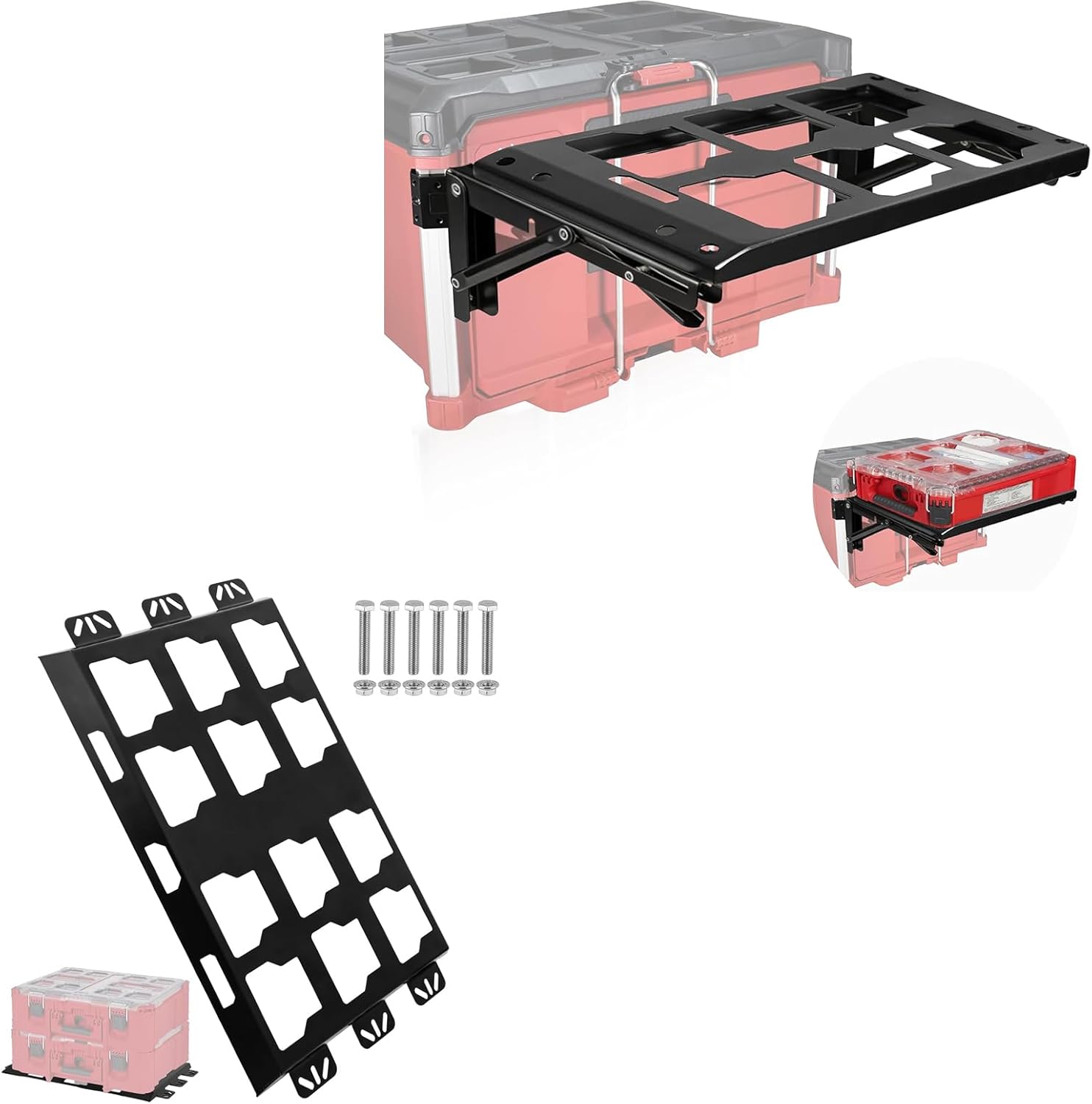 BYERN AUTO Packout Mounting Bundle: Folding Workbench + Heavy-Duty Base Plate for Milwaukee Packout System