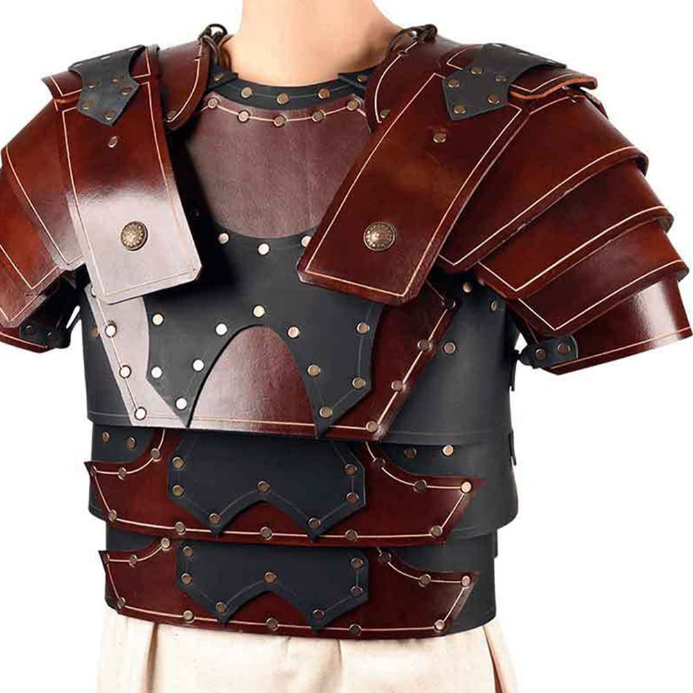 Costume medievale spalla armatura - Halloween cavaliere vintage protezione petto in pelle - Cosplay scena puntelli unisex accessori costume