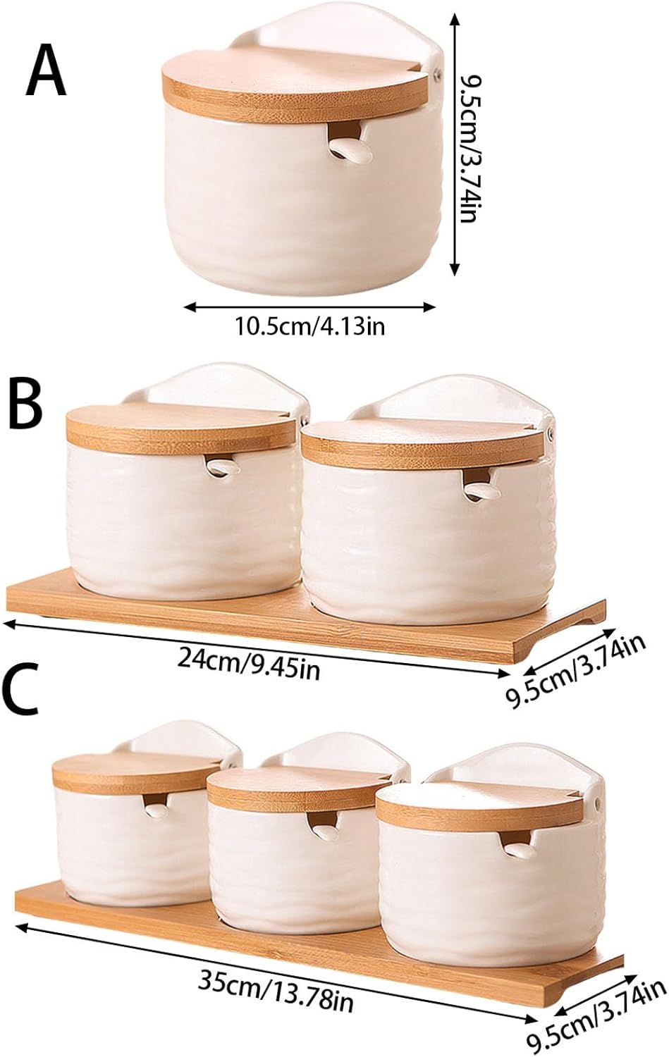 Decorative Salts Box with Lid and Spoon for Kitchen or Dining Table Sugar Container Ceramic Spices Holder Decorative Salt Pot