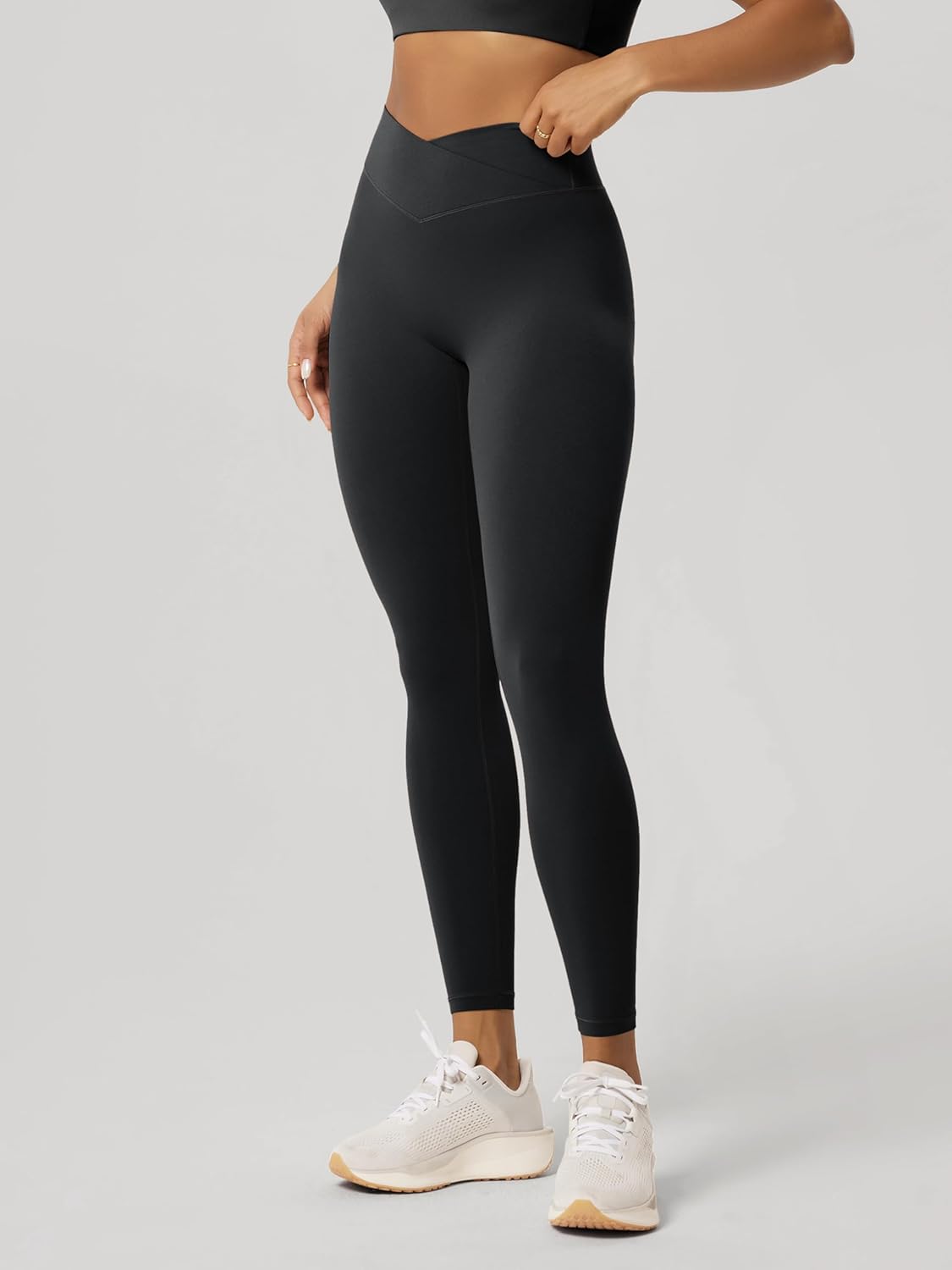 ODODOS Hidden Scrunch Butt Lifting Crossover Leggings for Women - 25" No Front Seam High Waist Booty Sculpting Yoga Pants