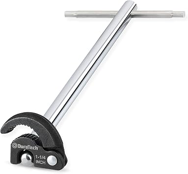 DURATECH 11" Basin Wrench, Sink Wrench, Adjustable Tap Nut Spanner Basin Spanner, Capacity of 3/8" to 1-1/4" for Fixing Back and Union Nuts Under Sink
