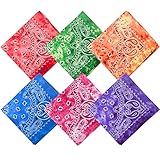 Raylarnia 6 Pack Bandana Multi-Purpose 100% Cotton Headbands for Women, Paisley Cowboy Bandanas (Blue)