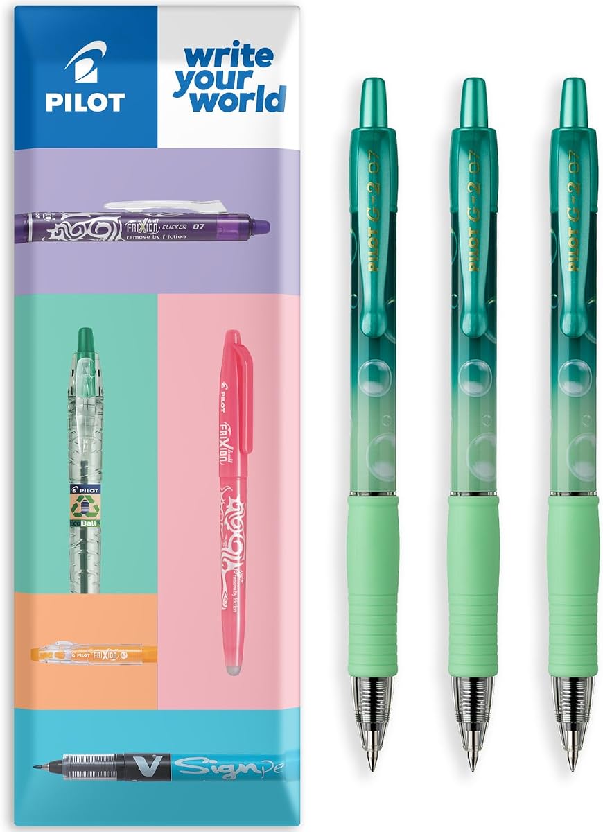 Pilot G-2-07 Bubble Gel Ink Pens, Retractable Soft Ink Pens with Ergonomic Grip for Writing, Journaling, Sketching, Note Taking and Creativity, Blue Ink, 3 Pack