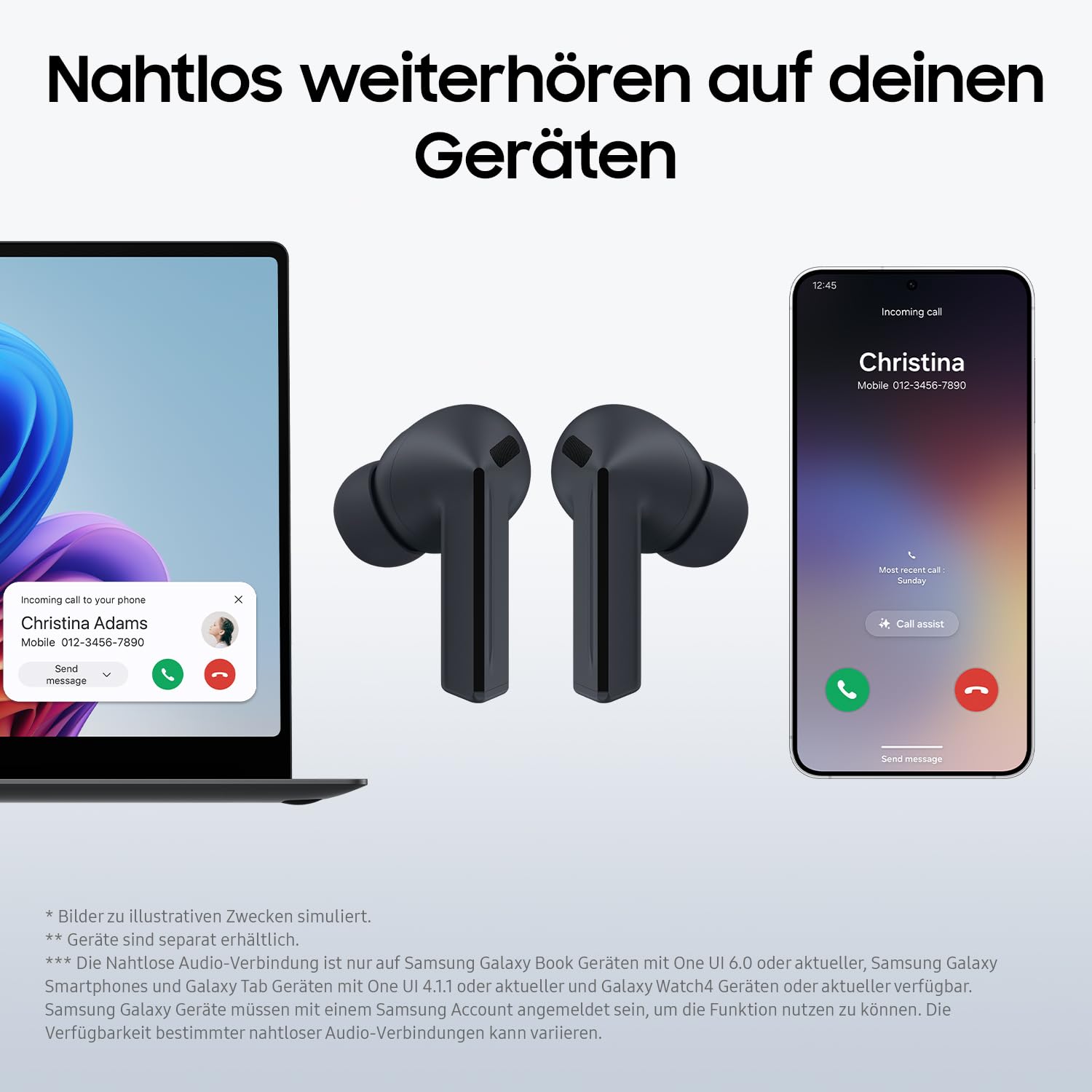 Samsung Galaxy Buds3 FE, Kabellose In-Ear-Kopfhörer inkl. mobeen Soft Clear Case, Ausgewogener Klang, 360 Audio, Aktive Geräuschunterdrückung & Clear Call, AI Kopfhörer mit Gemini, Black