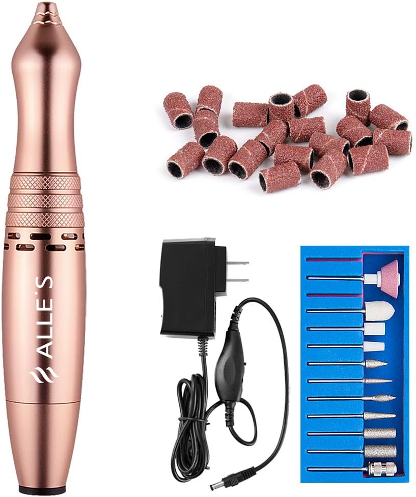 Portable Eletric Nail Drill Machine Professional Nail E File and Buffer Kit Toe Nail Sander Grinder Manicure Pedicure Tools Set for Acrylic Gel Nails | Rose Gold