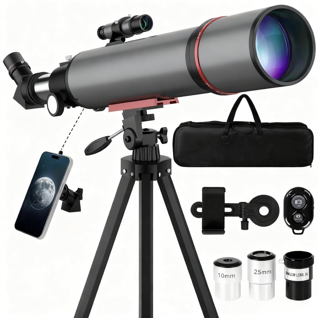 Aurosports Astronomisches Teleskop für Erwachsene - 90mm Öffnung 600mm Refraktor Teleskop Anfänger kompaktes und tragbares Reiseteleskop mit Rucksack