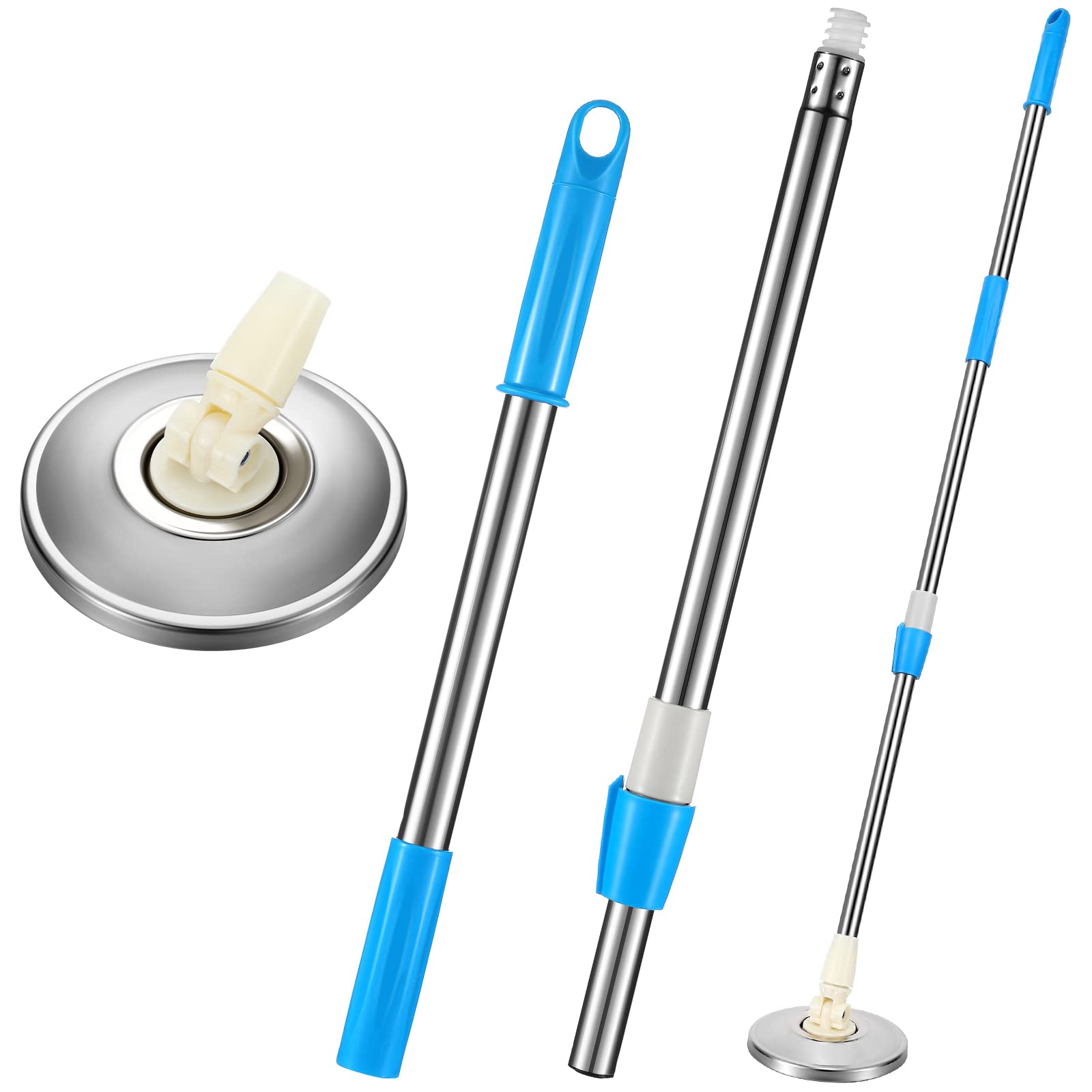Mango de repuesto para fregona giratoria de 360 grados, mango telescópico giratorio de repuesto para cabeza, accesorios de limpieza del hogar para el hogar (azul)