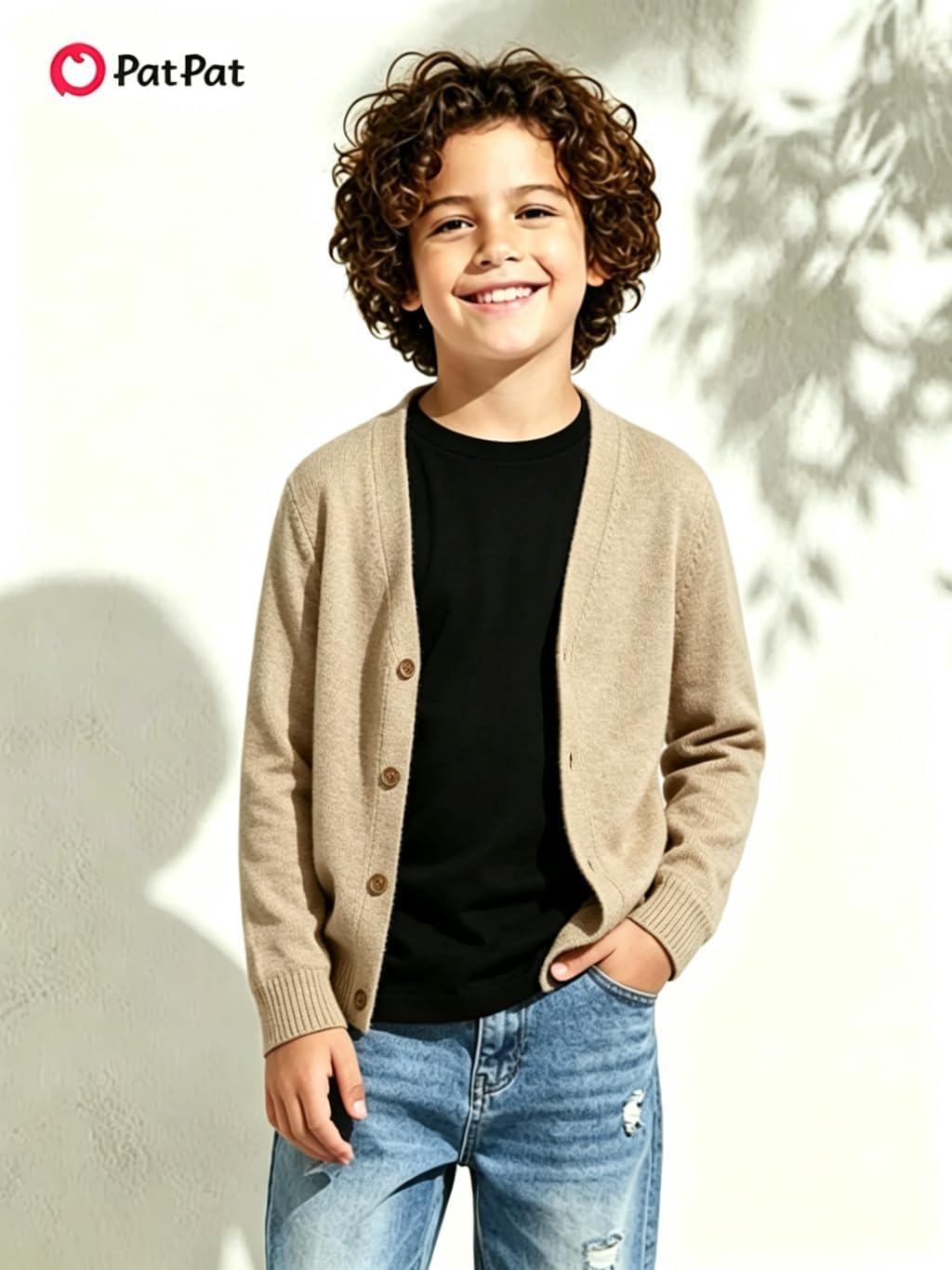 PATPAT Boys Long Sleeve Shirts Cotton Crewneck Tops Kids Basic Plain Tee