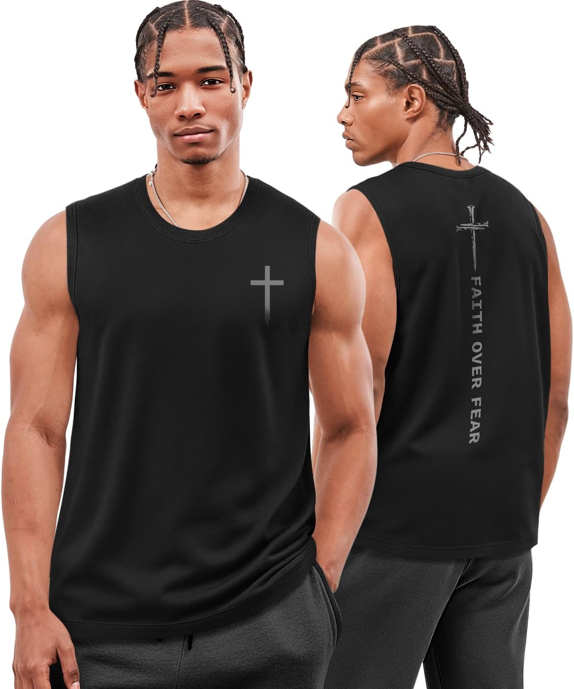 Flafens Tank Tops Men - Sleeveless Shirts for Men Graphic Cotton Mens Tank Tops Summer Fashion Casual Loose Fit Tanktop