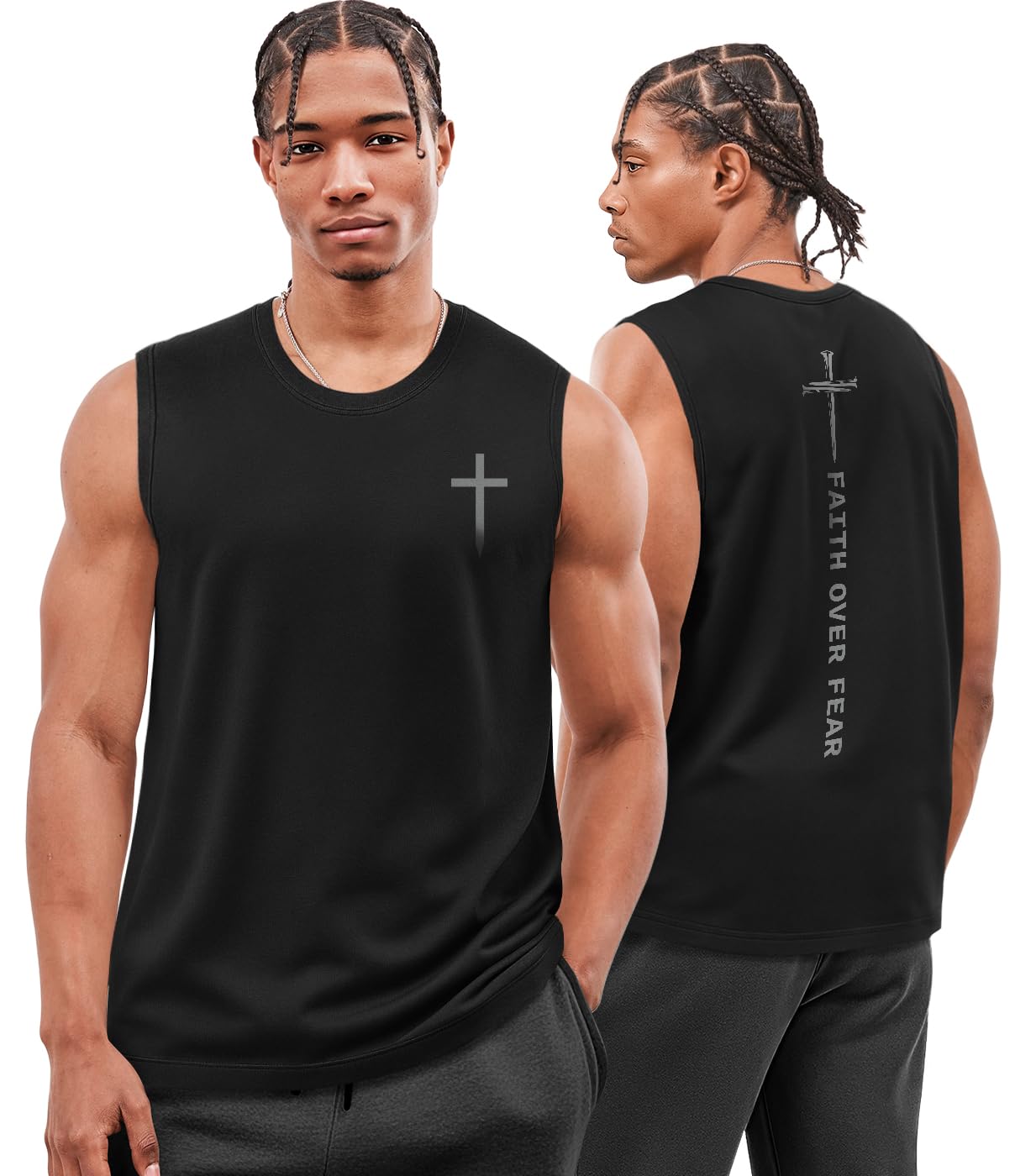 Flafens Tank Tops Men - Sleeveless Shirts for Men Graphic Cotton Mens Tank Tops Summer Fashion Casual Loose Fit Tanktop