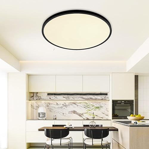 Miniatura 6 de HOVENLA Lámpara de techo de montaje empotrado de 24 pulgadas, lámpara LED redonda de 56 W para dormitorio, lámpara LED regulable de 5600 lúmenes,