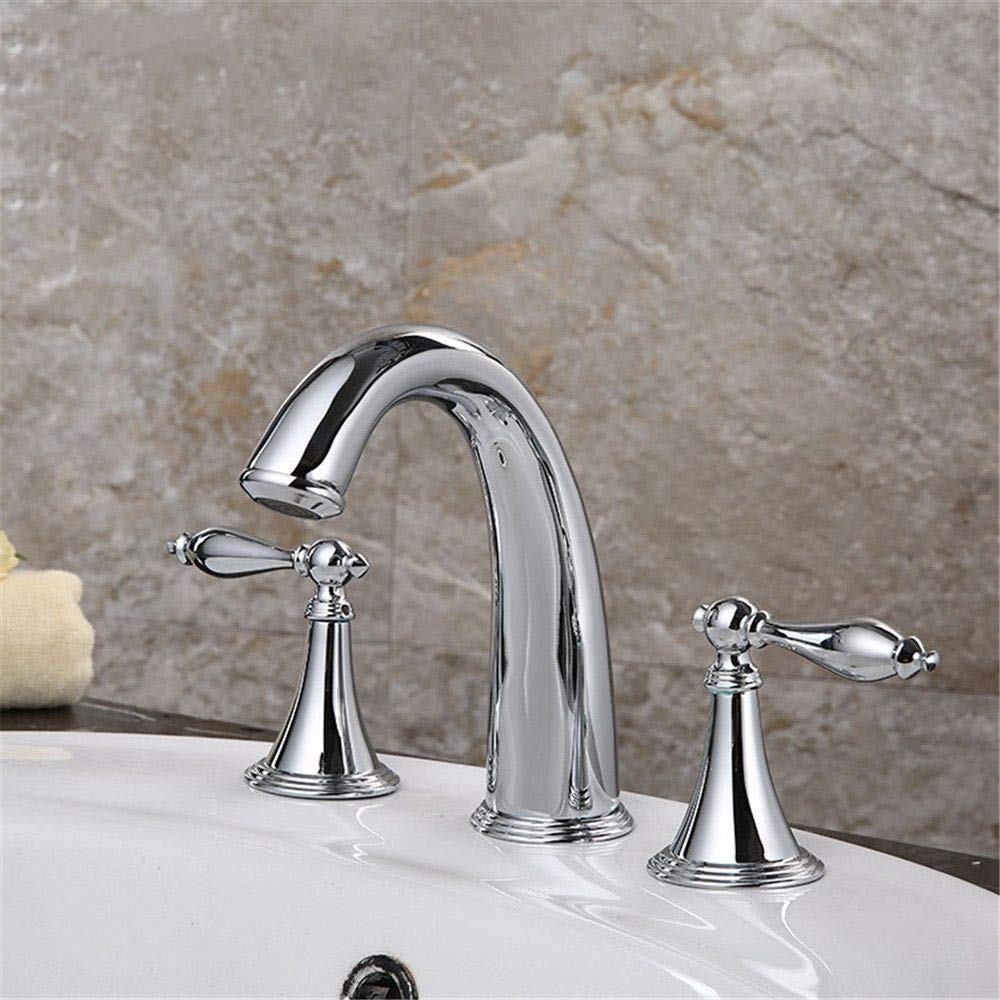 Robinet d'évier de cuisine en cuivre chromé, mitigeur eau chaude et froide de bassin