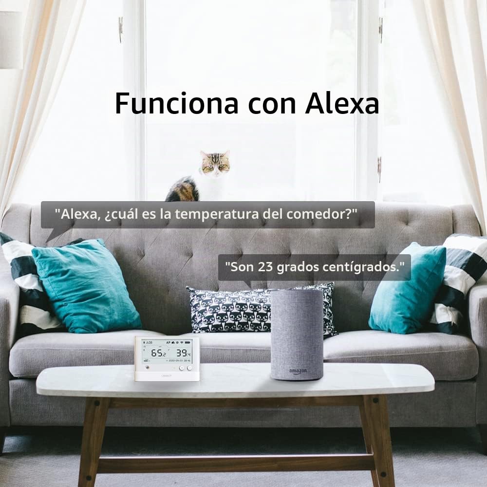 UbiBot WS1 Pro WiFi temperatura humedad monitor, sin cuota de suscripción, 7 * 24 monitor y alertas, 4.4 "pantalla LCD, trabajo con Alexa, IFTTT