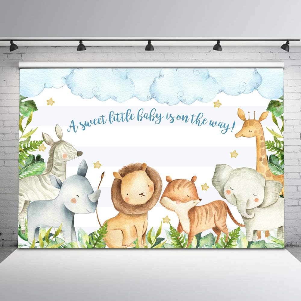 Mocsicka Safari Baby Shower Photography Backdrop A Sweet Little Baby is on The Way Background 7x5ft Vinyl Safari Animals Baby Shower Backdrops for Boys