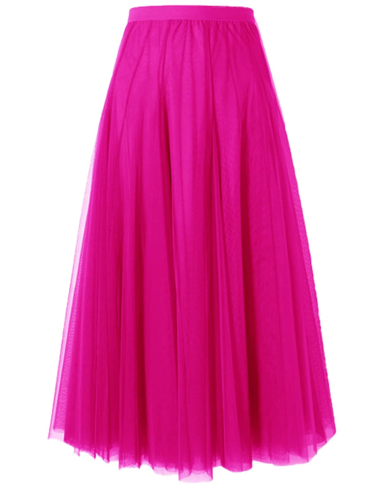 SANGTREE Women's Tutu Tulle A-Line Layered Mesh Midi Skirt, US XS - US 2XL