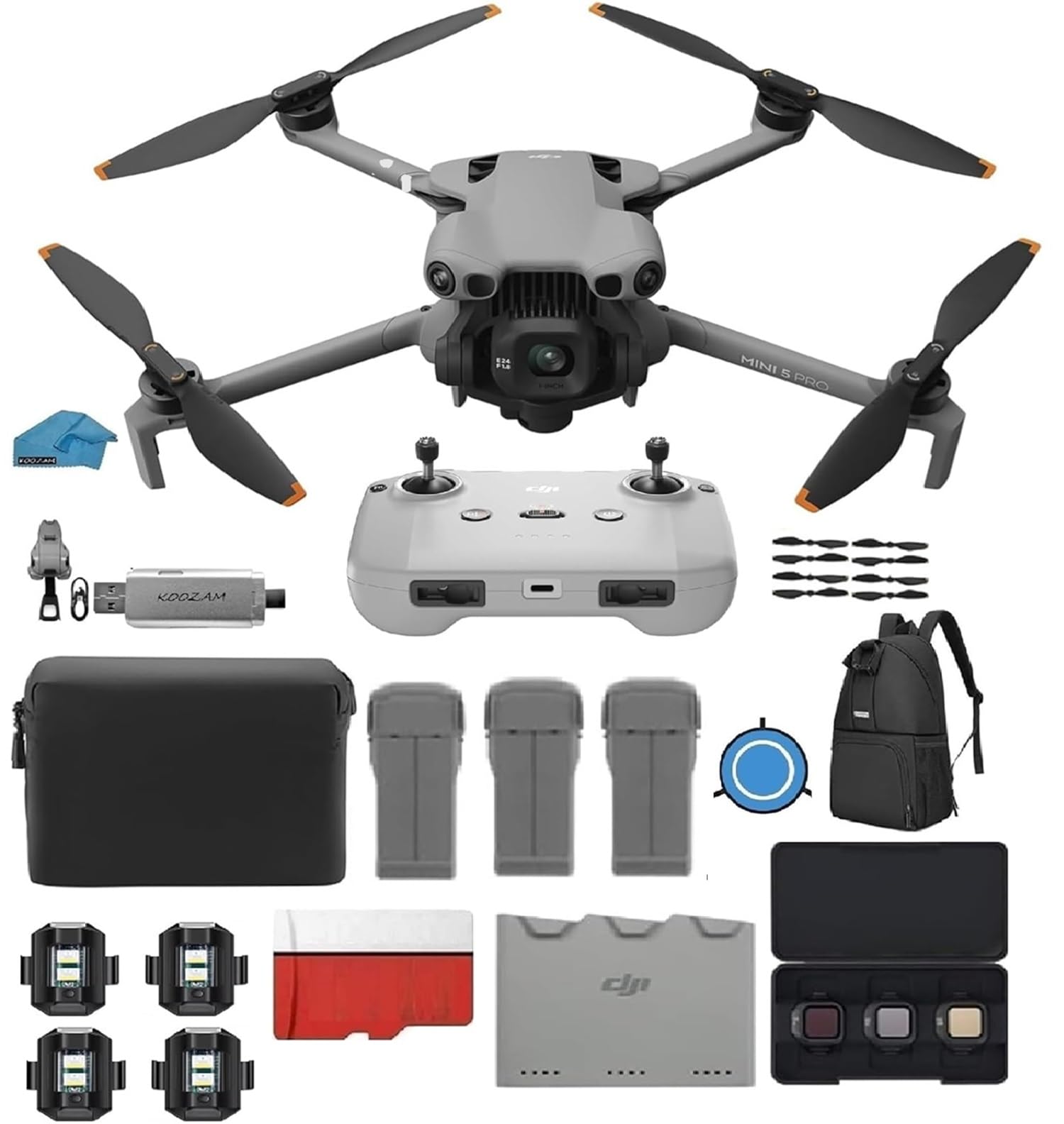 DJI Mini 5 Pro, Fly More Combo DJI RC-N3 Remote Ultra-Light & Foldable Drone with Camera, 1-Inch CMOS, Omnidirectional Obstacle Sensing, ActiveTrack