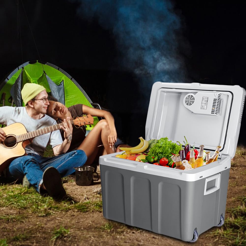 Frigorifero Elettrico Portatile per Auto da 40 Litri, Mini Frigo con Manico Ergonomico, Spina da 230V e 12V, Modalità Freddo e Caldo per Camion, Macchina, Barca, Campeggio, Camper