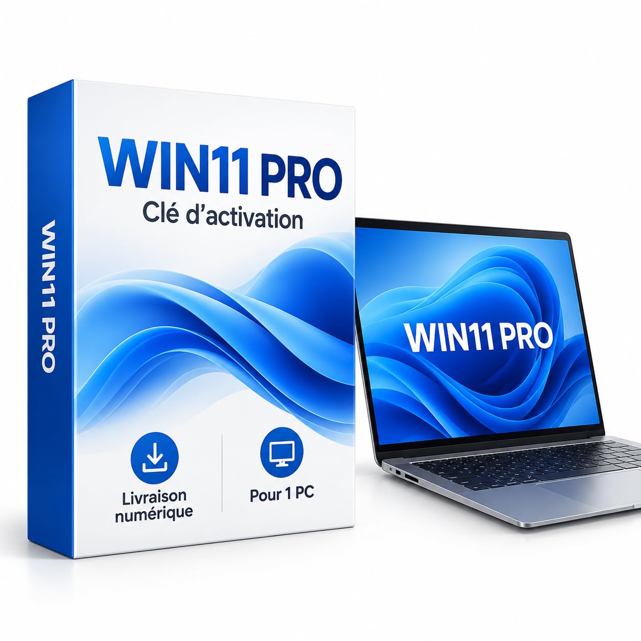 Clé d’activation pour Win11 Pro – Compatible avec système Win11 Professionnel – Activation en ligne – Livraison numérique par message et e-mail – Pour 1 PC