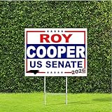 Roy Cooper North Carolina Senate 2026 Race Red White & Blue Yard Sign with Metal H Stake