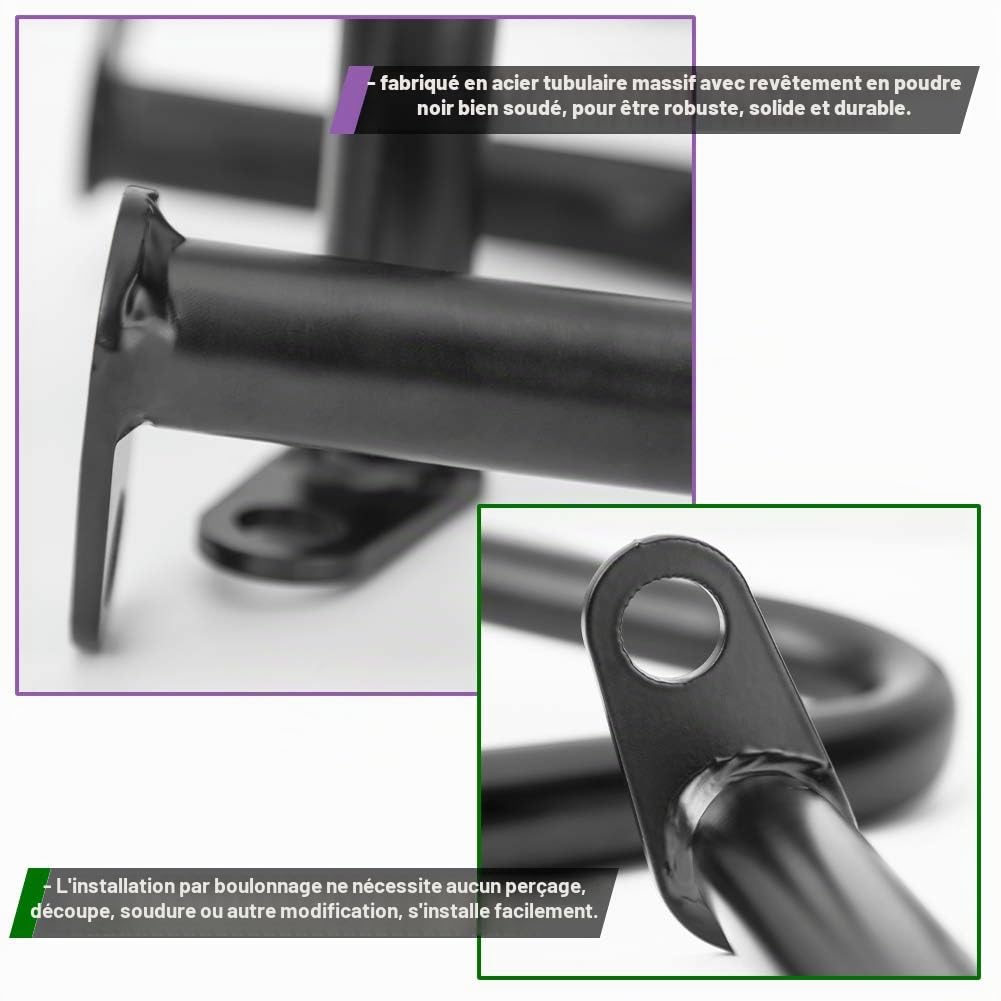 Barres de Cage de Crash pour Bonneville Bobber T100 T120 Street Twin Cup Thruxton 1200 R Moto Acier Autoroute Moteur Garde Pare-Chocs Cadre Chute Protecteurs 2016-2021 (Noir)
