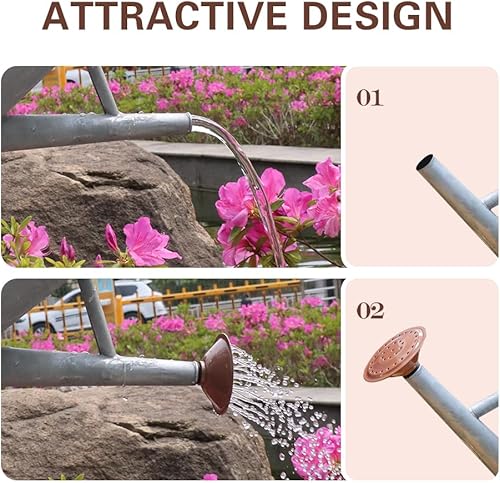 Miniatura 6 de yourjoy Regadera de metal, latas de riego de un galón de acero inoxidable para riego de plantas de jardín interiores y exteriores (zinc de 1 galón)