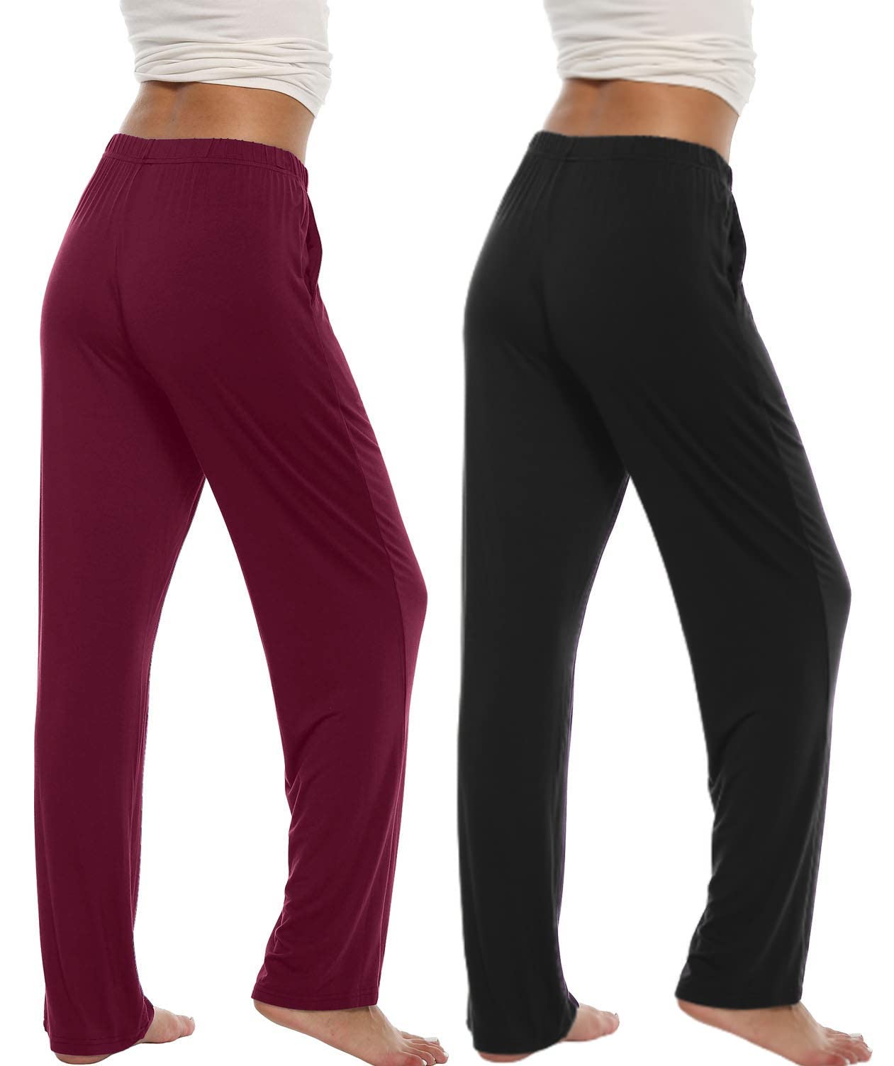 MoFiz Mujer Pantalones Largos Pijama Suave Pantalón Casual de Casa Dormir con Bolsillos y Cordón