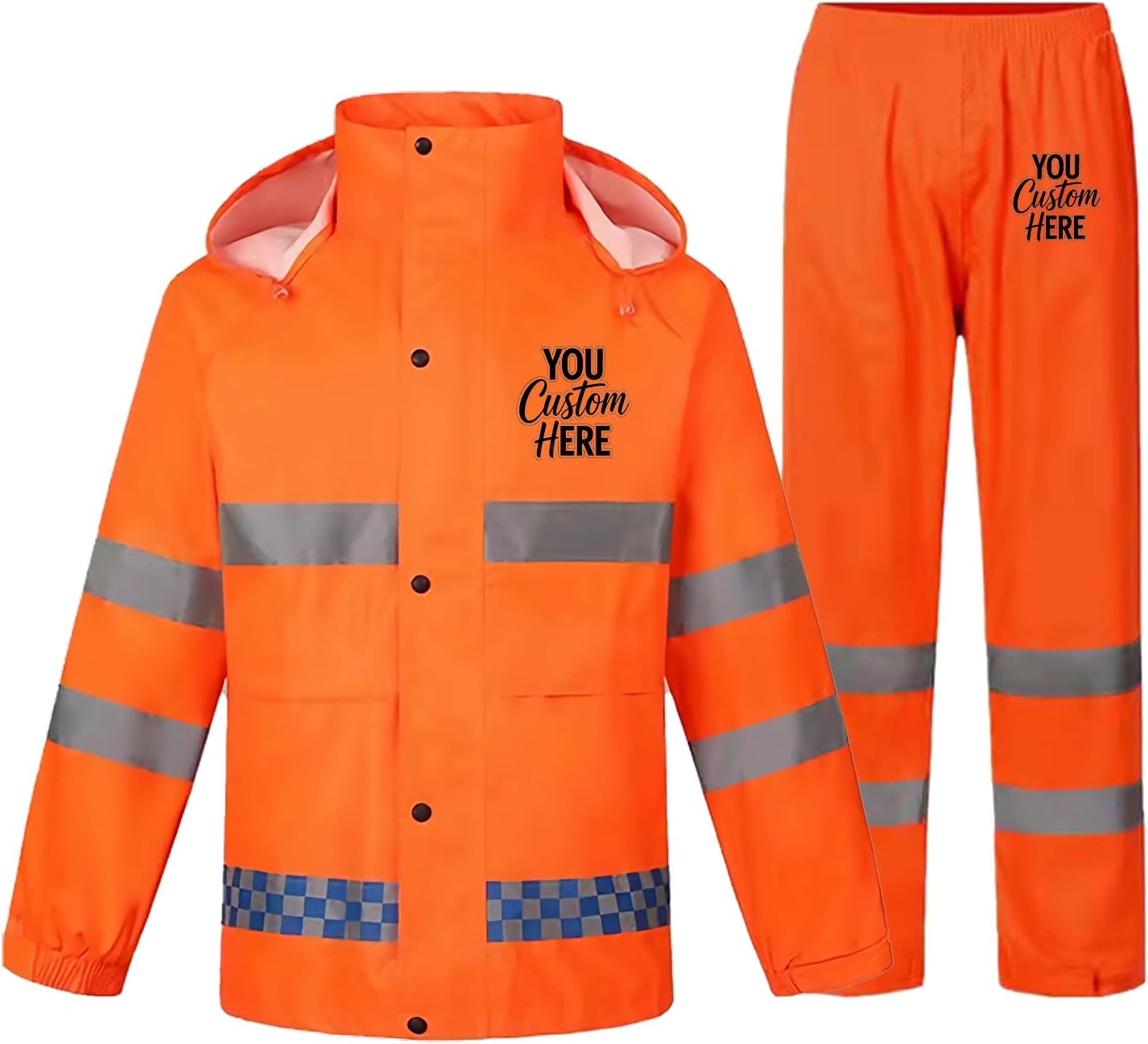 Custom Hi Vis Rain Suit Waterproof Reflective Jacket & Trousers Personalized High Visibility Safety Work Wear