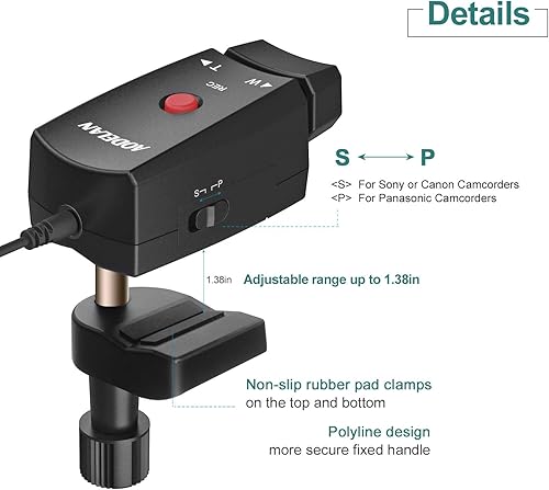 Miniatura 6 de AODELAN Lanc - Control de zoom de videocámara - Control remoto de zoom de cámara de video y grabación de video con cable conector de 0.098in para