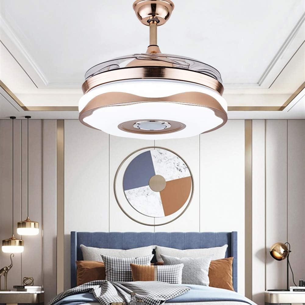 Fandian 36'' Modern Ceiling Fans with Light Smart Bluetooth Music Player Chandelier Invisible Blades with Remote Control, Dimmable LED Kits Inlcuded (36" Modern)