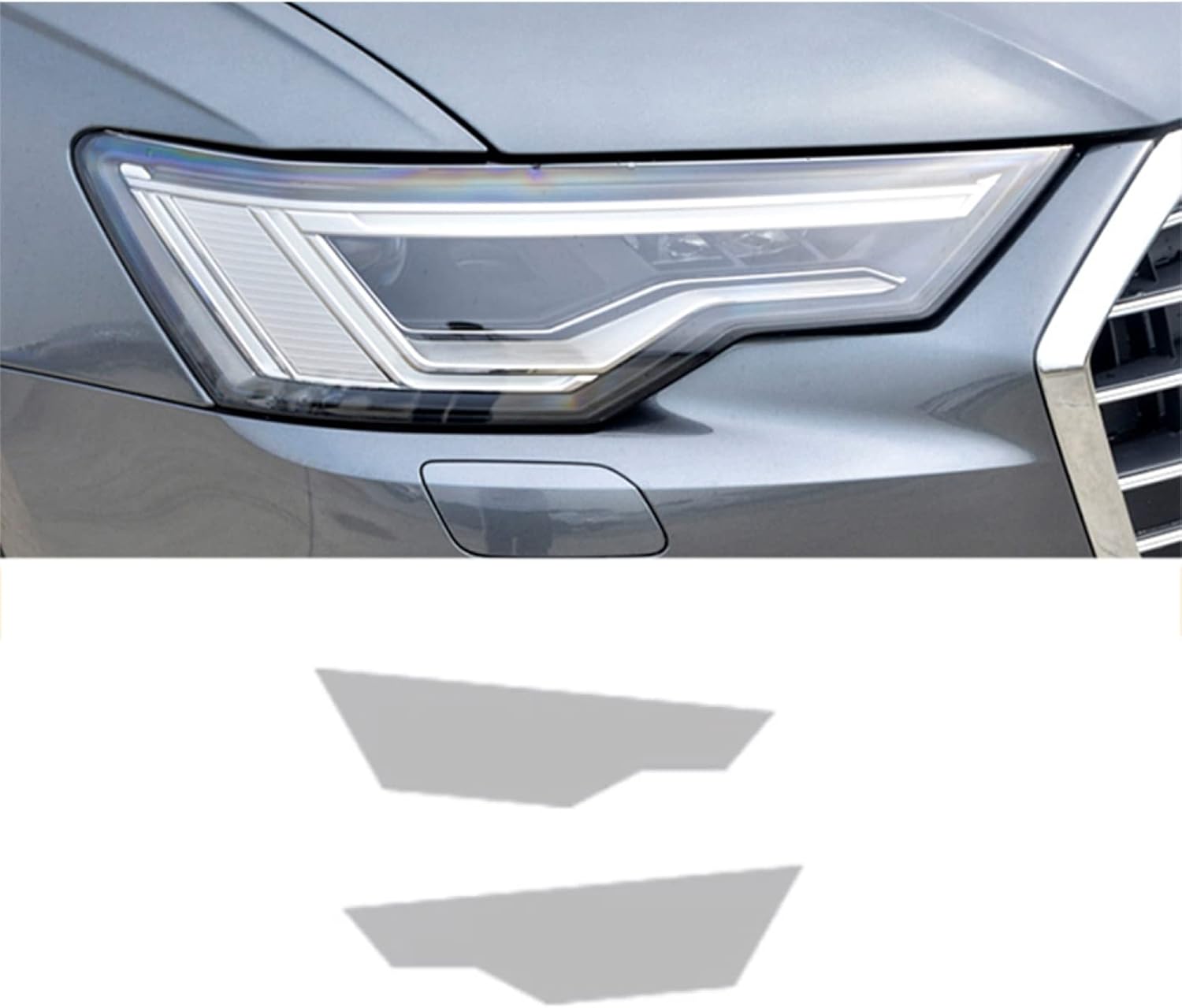 Car Headlight Protective Film for Audi A6 C8 S6 2019-2020, Car Headlight Tint Black Film Transparent TPU Sticker,Transparent