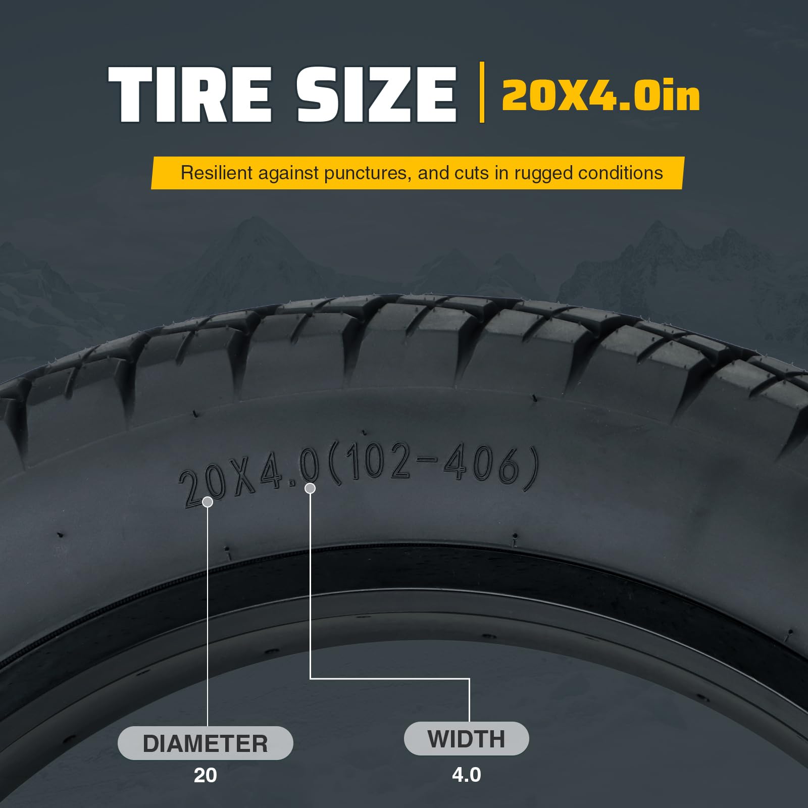 WEEROCK Fatbike - Pneumatico per bicicletta elettrica da 16/20/26 x 4,0 pollici, ad alte prestazioni, pieghevole, ricambio per tutti i tipi di terreno