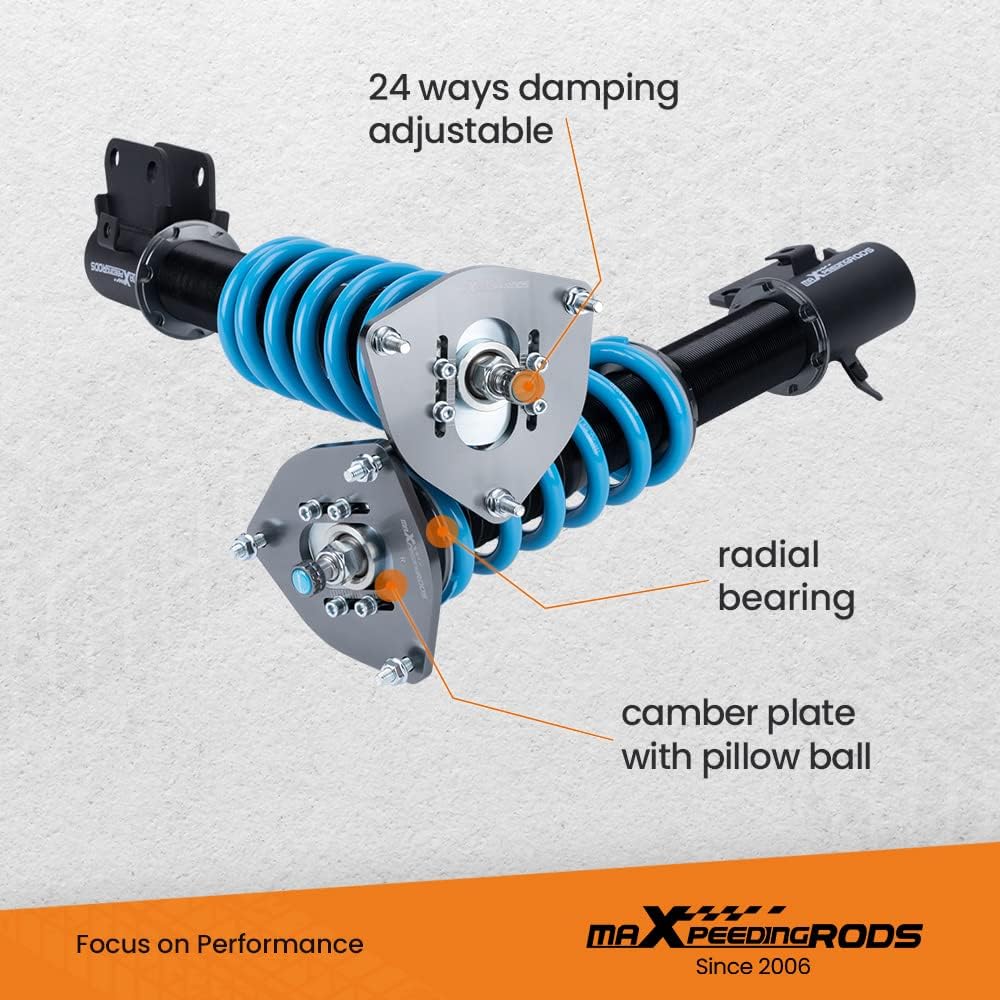 maXpeedingrods Coilovers for Subaru Legacy Outback 1998-2003, 24 Level Damping Adjustable Coilovers Suspension Kit, Height Adjustable Shock Absorber Struts, T6 Upgraded Lowering Kits Blue