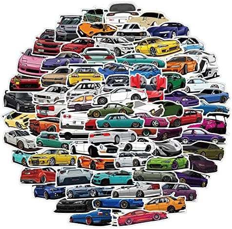 100pcs JDM Racing Car Stickers Decals, Cool Sports Car Stickers for Kids Teens Adults, Waterproof Laptop Stickers for Skateboard, Phone, Water Bottles, MacBook, Computer, Luggage, Bumper