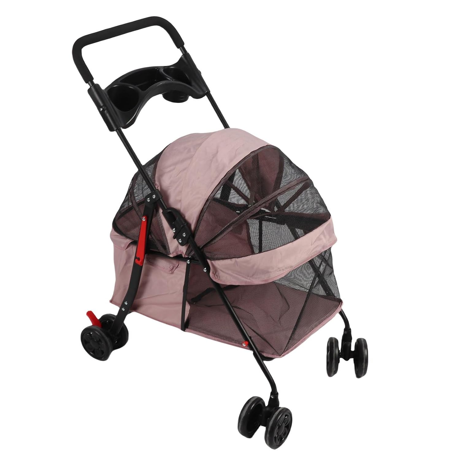 Pet Stroller Lightweight Breathable Folding Cat Stroller Pink